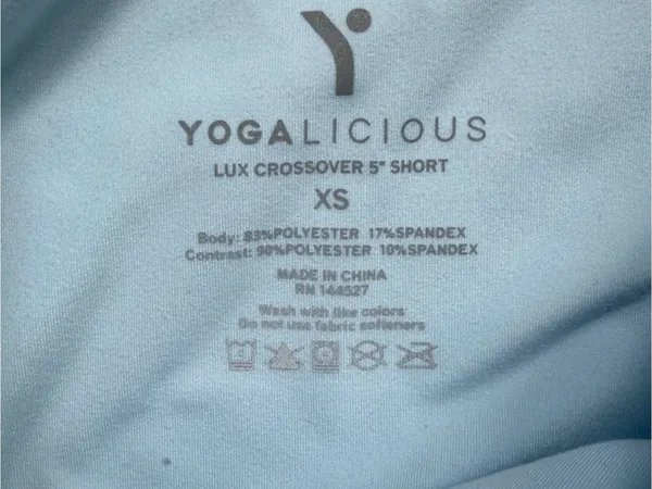 Yogalicious XS Pale Blue High-Waist Crossover Bike Shorts - Image 3