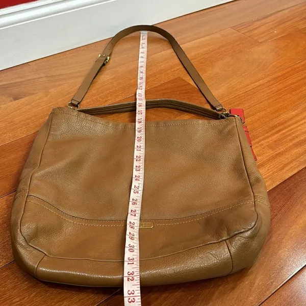 Coach British Tan Leather Hobo‎ Adj. Strap 2 Way Shoulder Zip Close - Image 14