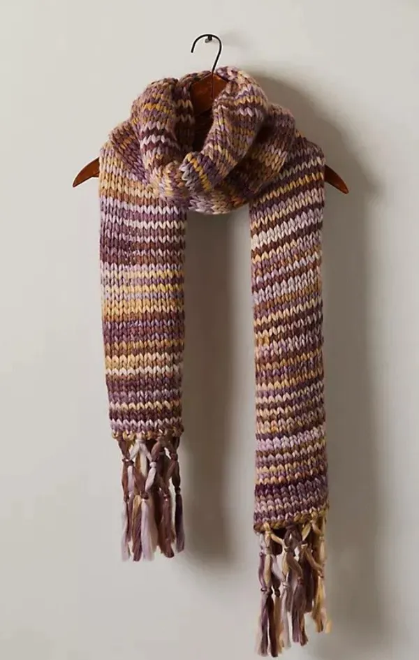 Free People All Mine Woven Scarf NWT Purple and Yellow - Image 2