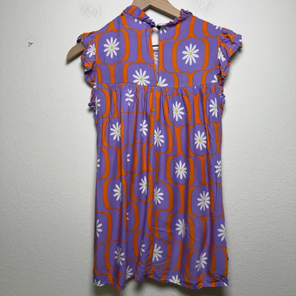 Bucket List Women Top Small‎ Purple Orange Retro Floral Smocked 70s Groovy Mod - Image 10