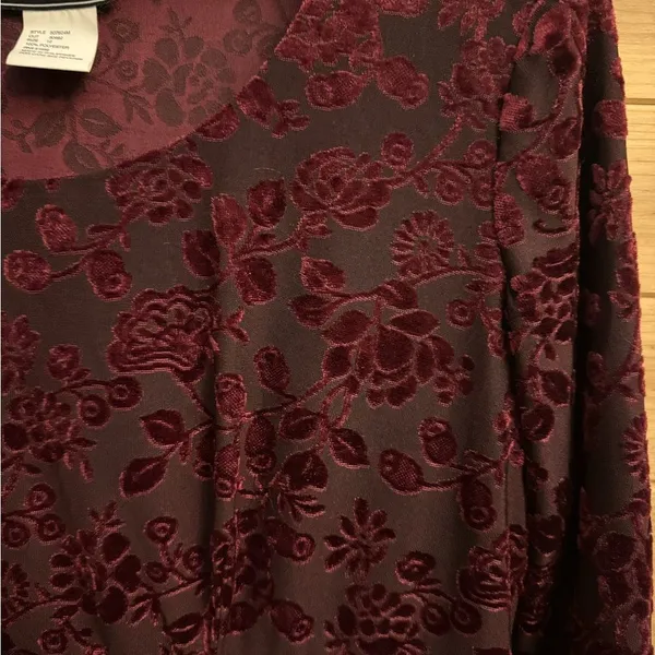 Vintage Molly Malloy Medium Floral Burnout Velvet Long Sleeve Whimsigoth Dress - Image 7