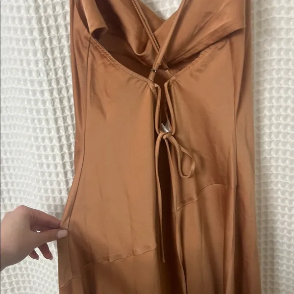 ASTR The Label Palisades Nude Color Cowl Slip Midi Dress Large - Image 15