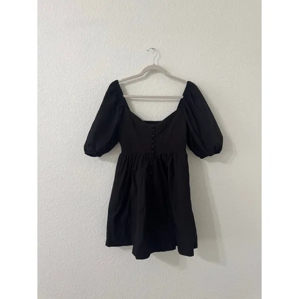 Maeve by Anthropologie Puff Sleeve Sweetheart Mini Dress Black Size Small - Image 2
