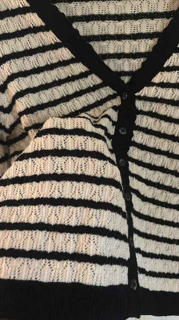 Old Navy Blouse Long Sleeve Striped Button Up - Image 2