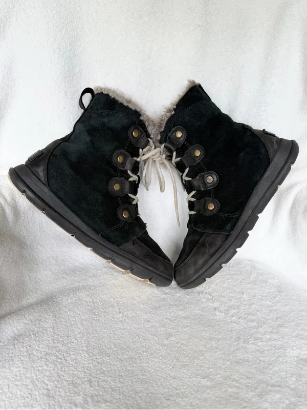 Sorel Explorer Joan Winter Boot Black Lightweight Waterproof Suede Womens Sz 9.5 - Image 4