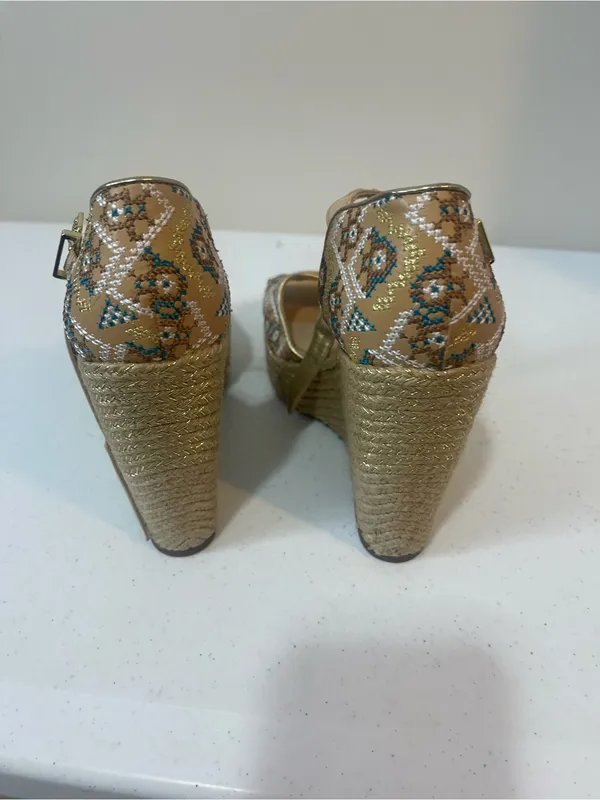 Circus by Sam Edelman Tan Multicolor Embroidered Espadrille Wedges - Image 5