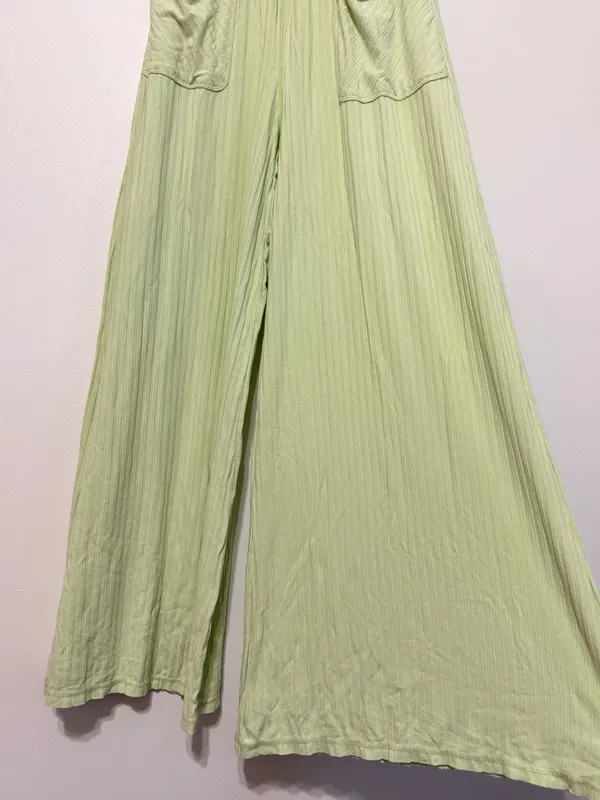 Free People Movement Blissed Out Wide Leg Pants Womens Size XS Green Ribbed - Image 6