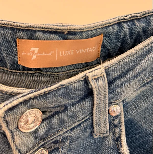 7 For All Mankind Luxe Vintage High Rise Slim Kick Flare Jeans Blue 26 - Image 3