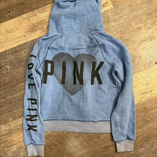 Victoria's‎ Secret PINK blue zip up hoodie - Image 3
