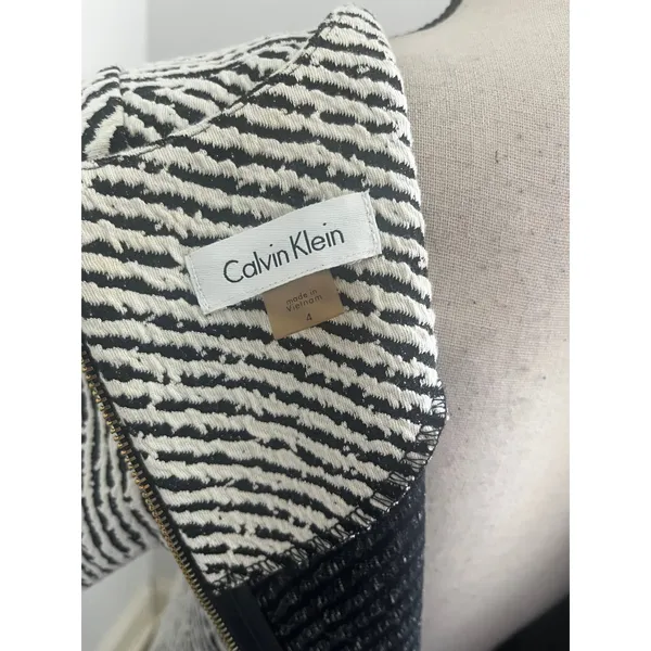 Calvin Klein Tweed Sheath Dress sz 4 Small Office Chic Striped Preppy Minimalist - Image 2