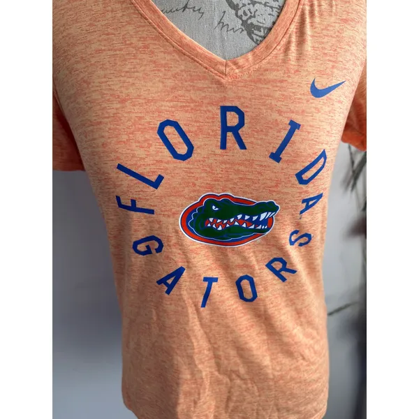Nike Florida Gators Womens Dri-FIT V-Neck T-Shirt‎ Orange Space Dye Small - Image 4