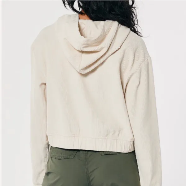 Hollister Hooded Crop Corduroy Zip Up Jacket - Image 4