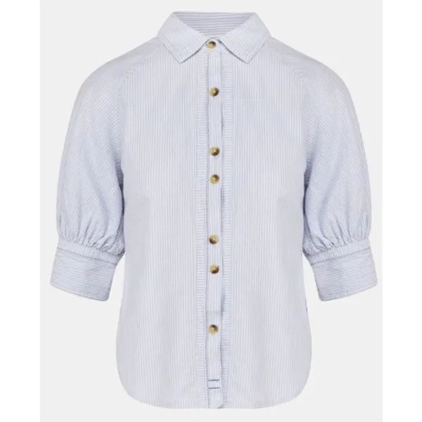Free People Ellie Blue Stripe Short Sleeve Top Women’s Sz. M - Image 3