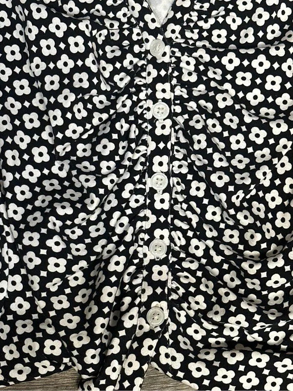Maeve Anthropologie Floral Ruched Button Front Crop Blouse XL - Image 4