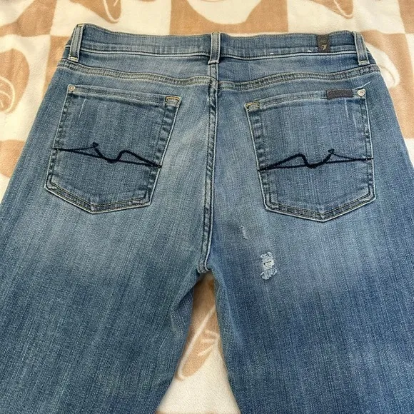 7 For All Mankind Josephina Straight High Rise Blue Jeans‎ Womens Size 29 - Image 7