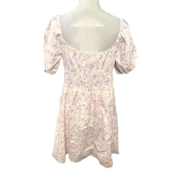 Elodie Pullover Mini Dress Floral Print Puff Sleeve Low Back Pink Size XL NWOT - Image 4