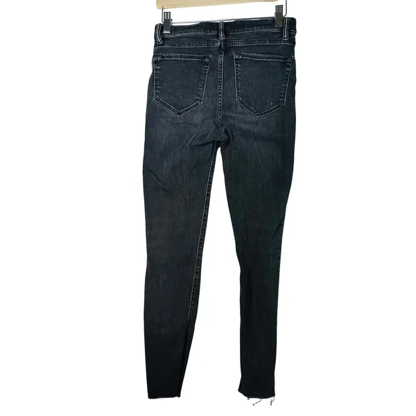 AllSaints Grace Slashed Skinny Jeans Washed Black Distressed‎ Raw Hem W27 L26.5 - Image 2