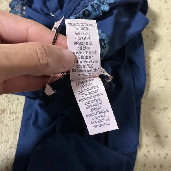Victoria's Secret Lace Trim Chemise Nightgown Womens S Blue Sleep Romantic NEW - Image 7
