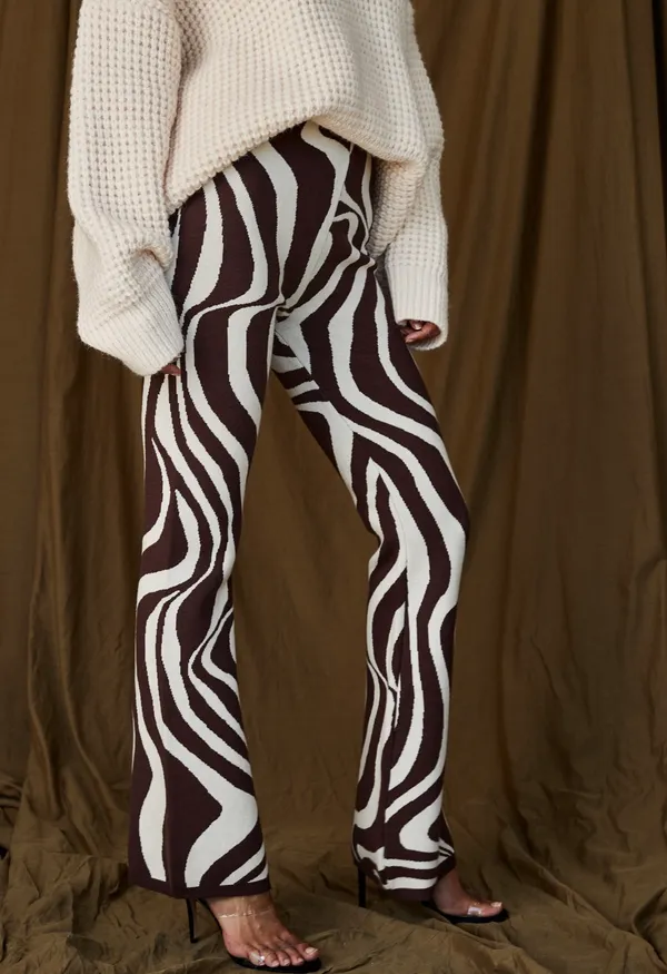 12th Tribe Bailey Rose Chocolate Swirl Sweater Knit Pants - Image 6