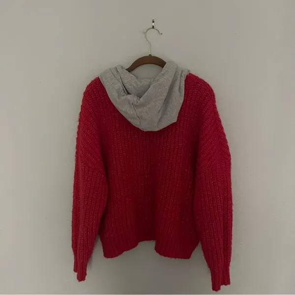 OFFLINE by Aerie Red Sweatshirt Hoodie Sweater Boxy Fit - Image 3