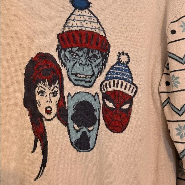 Disney 100 Beige Graphic Kids Marvel Hulk Spider-Man Sweater - Image 3