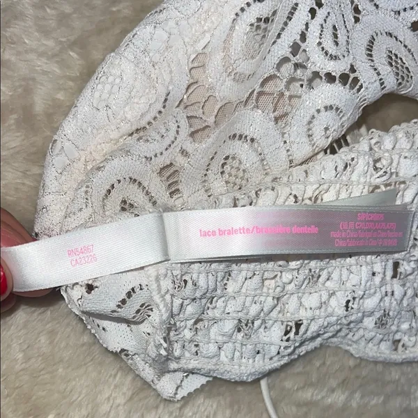 PINK Victoria's Secret Cream Lace‎ Bralette with Scalloped Trim Size Small - Image 7