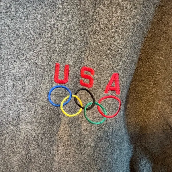 Team USA Olympics Fleece Jacket Gray Zip Up Womens Medium - Image 3