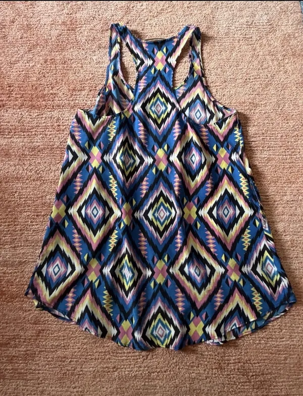 Twelfth Street by Cynthia Vincent 100% Silk Boho Tunic Mini Dress Size L - Image 5