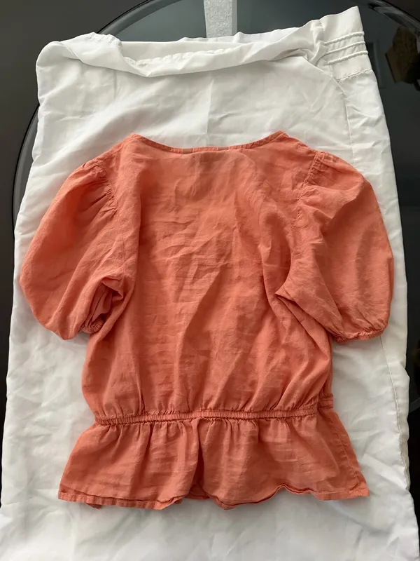 Coral linen blouse Orange - Image 3