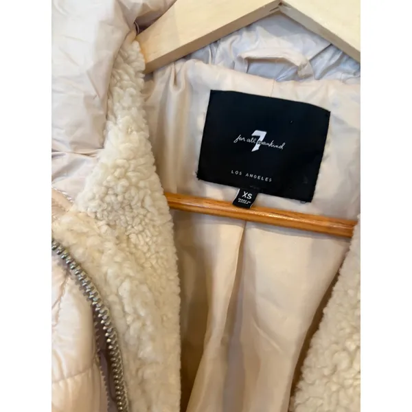 7 For All‎ Mankind Cream Sherpa Teddy Longline Jacket Size XS - Image 7