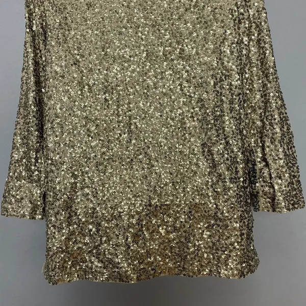 J. Crew Sequin Shirt Boat Neck 3/4 Sleeves Size XS Women Gold Christmas Top - Image 8