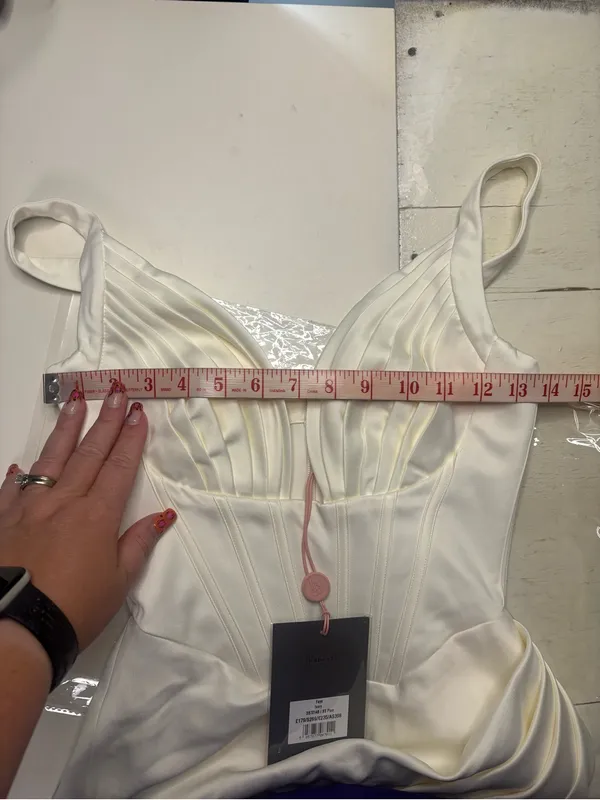House Of CB Faye Ivory Satin Corset Midi Dress Size XS 0-2 New Sexy Thigh Split - Image 5