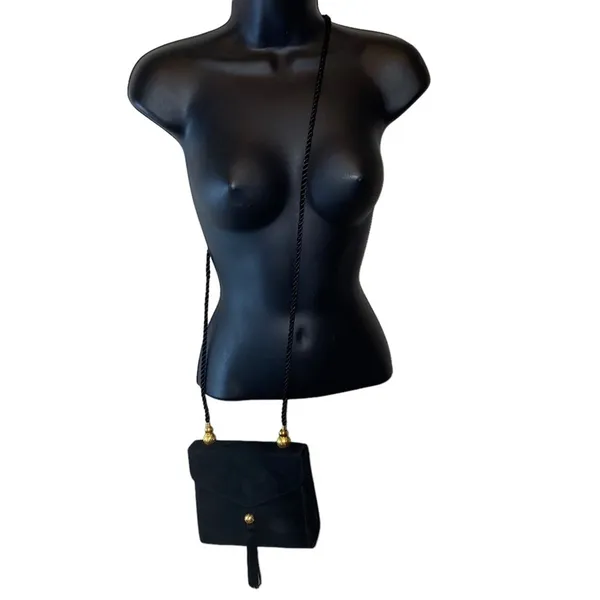 NWT Black Faux Suede Crossbody Purse w/‎ Tassel & Gold Hardware - Image 3