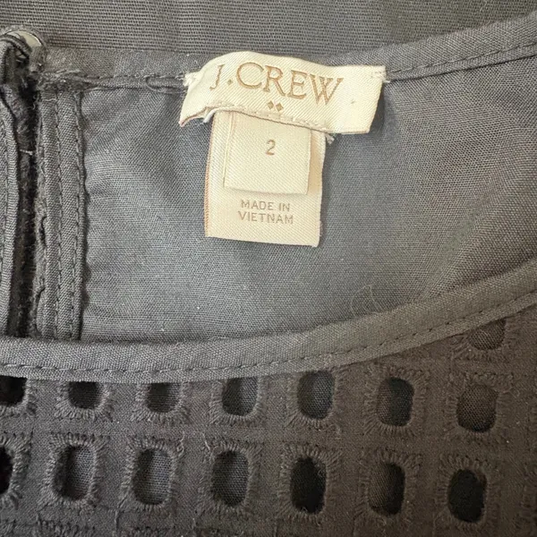 J. Crew Eyelet Dress Black Sleeveless Party Cocktail Dress Size 2 Cap Sleeve‎ - Image 8
