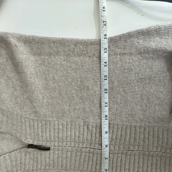 Cynthia Rowley Long Zip Cardigan M Beige Angora Wool Blend Duster Coastal Preppy - Image 11