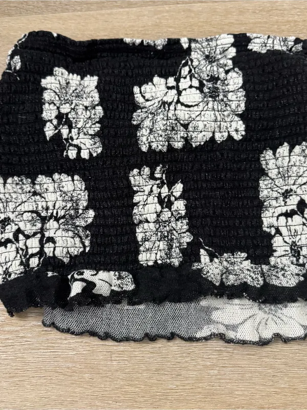 Free People Black Floral Strapless Tube Top - Image 6