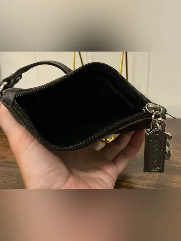 Rare Vintage Coach Brown Signature Monogram Canvas Clutch Wristlet Wallet - Image 3