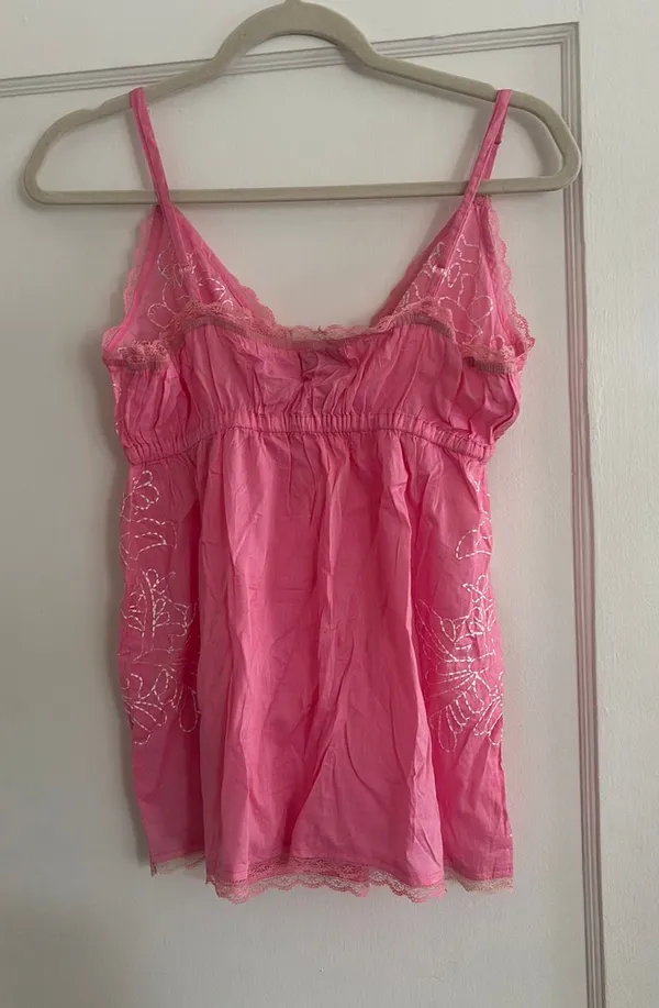 Y2K Pink Lace Tank Size M - Image 2