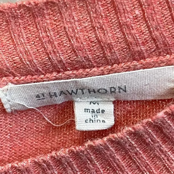 41 Hawthorn Presley M Med colorblock button-back sweater coral cream chevron pat - Image 4