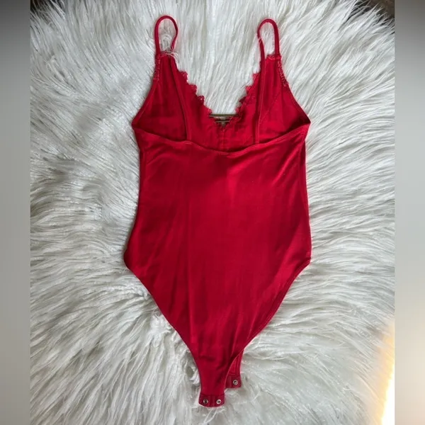 Intimately Free People Gia Red Lace Trim Bodysuit Size Small - Image 6