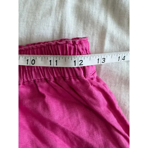 Hill House Mini Skirt Women M Pink Linen Tiered Ruffle Elastic Waist - Image 5