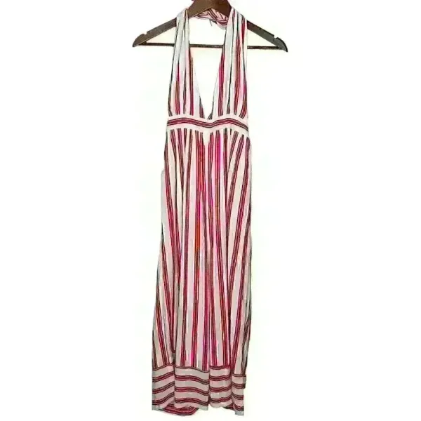 Urban Outfitters Raven striped Plunging Halter‎ Style cropped Jumpsuit sz S - Image 5