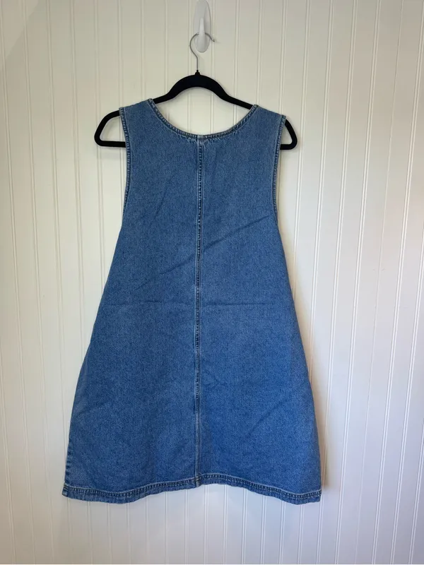 WWF Womens Rare Vintage Denim Overall Dress India Cat Embroidery Plus Size 1x - Image 4