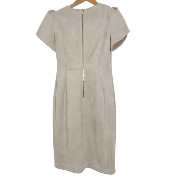 Calvin Klein Puff Short Sleeve Faux Suede Princess Seam Sheath Mini Dress size 4 - Image 3