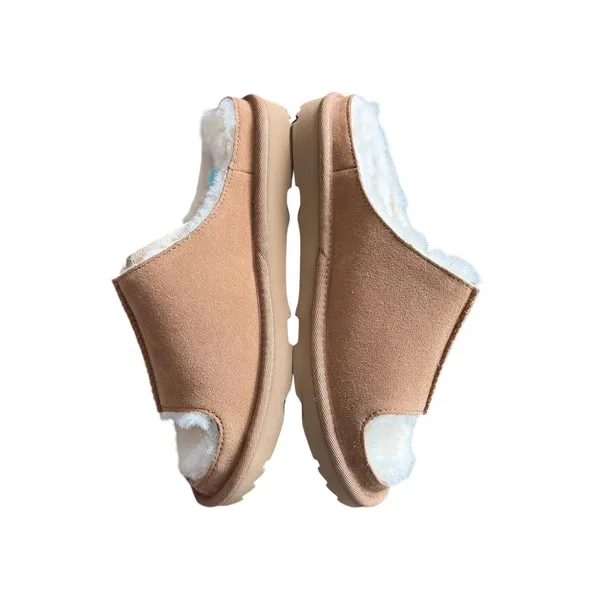 UGG Slippers Mens Size 6 Brown Suede Shearling‎ Lined Mule Slip On Comfort - Image 4