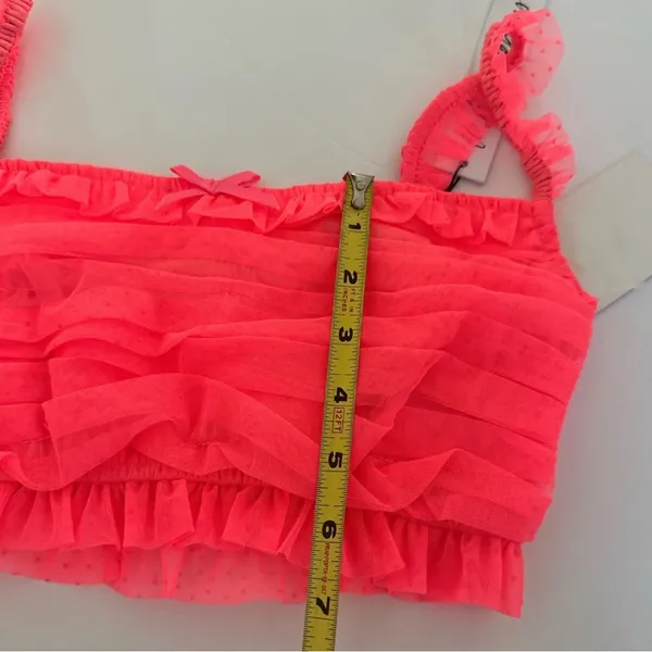 For Love & Lemons Women’s Ruffled Crop Top - Neon Coral - Image 4