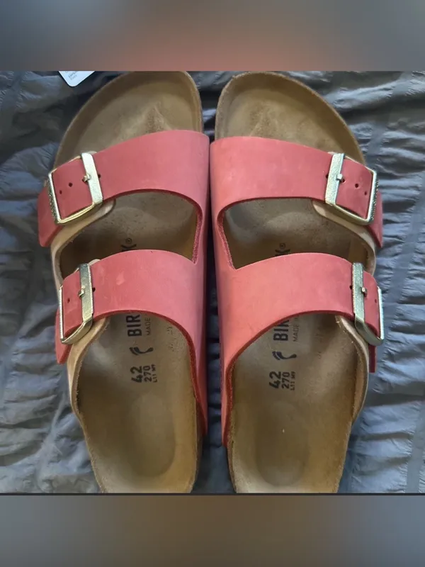 Birkenstock Women’s Arizona Soft Footbed Sandals — pink (mars red/sandcastle) - Image 3