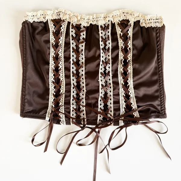Urban Outfitters Women Mandy Lace Up Brown Satin Coquette Ren Faire Corset Top M - Image 3