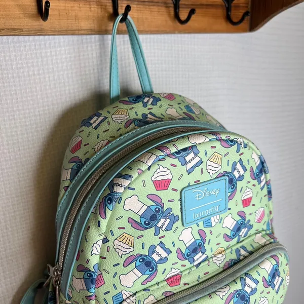Disney Loungefly Stitch Chef Cupcake Mini Backpack‎ Green Blue - Image 4