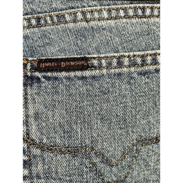 Harley Davidson Jeans Women 10 Blue Straight Leg Embroidered Logo Denim - Image 6